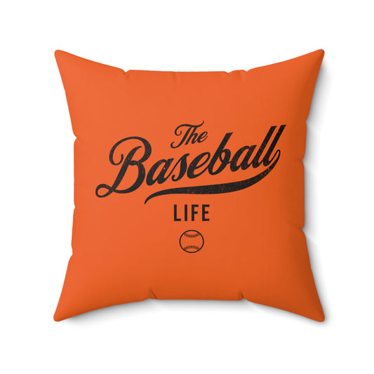 The Baseball Life Accent Pillow_Orange w Black Print