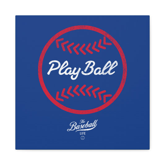 Play Ball Graphic Baseball Wall Art Canvas_Royal Blue