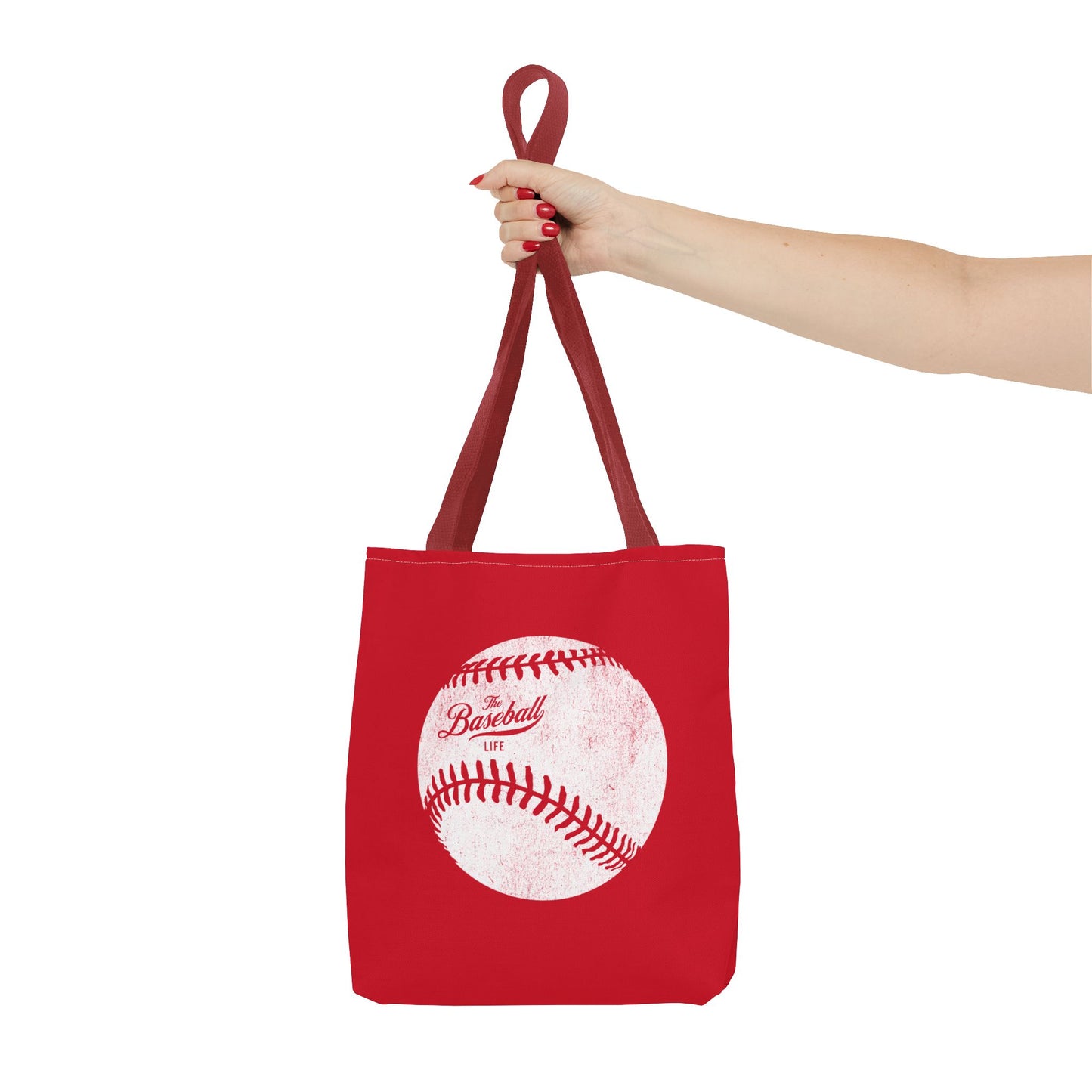 Weathered Baseball Tote Bag_Red