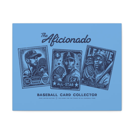 The Aficionado Baseball Card Collector Wall Art Canvas_Carolina Blue