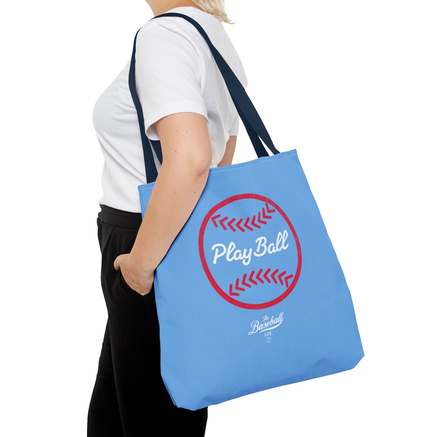 Baseball Icon Play Ball Tote Bag_Carolina Blue