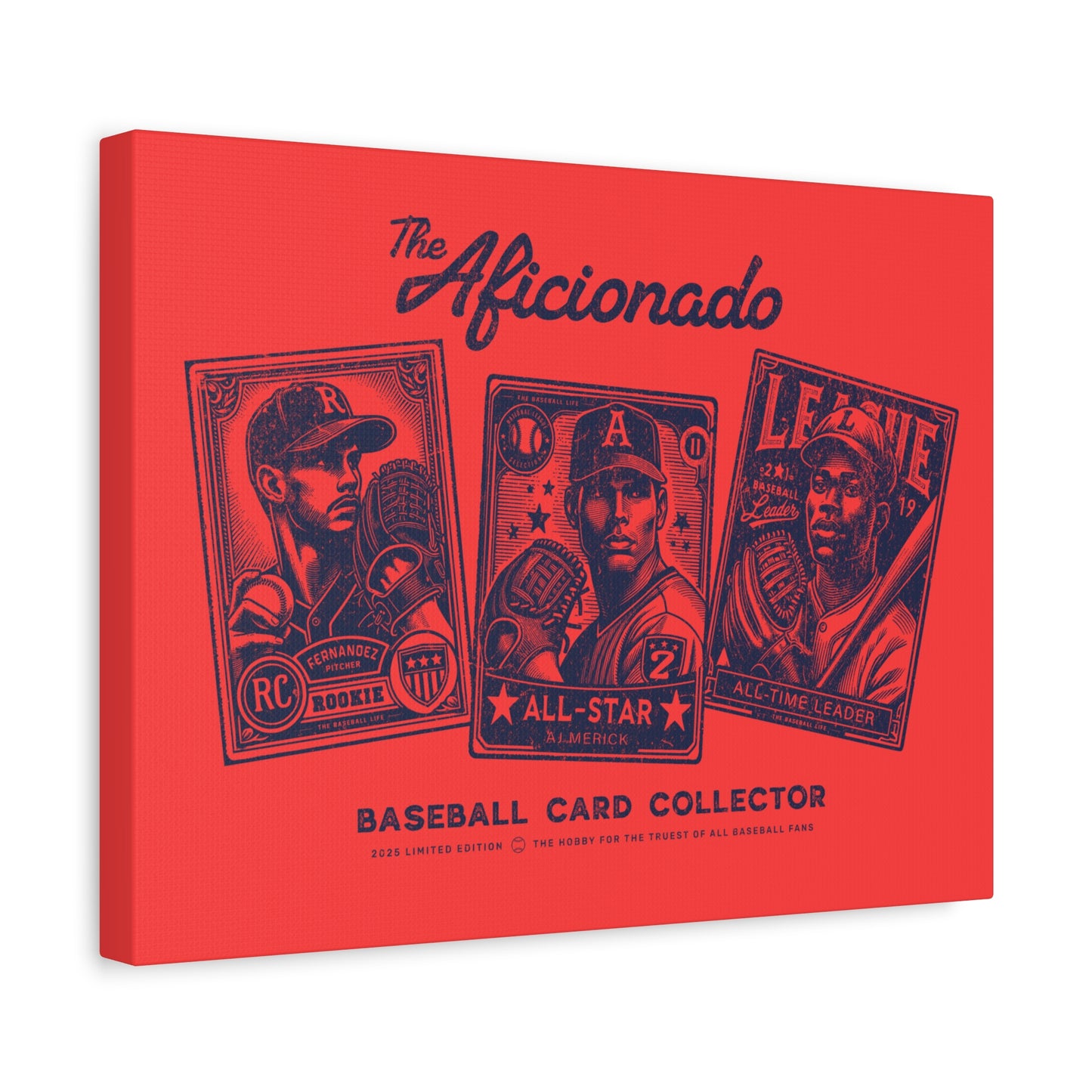 The Aficionado Baseball Card Collector Wall Art Canvas_Coral Red