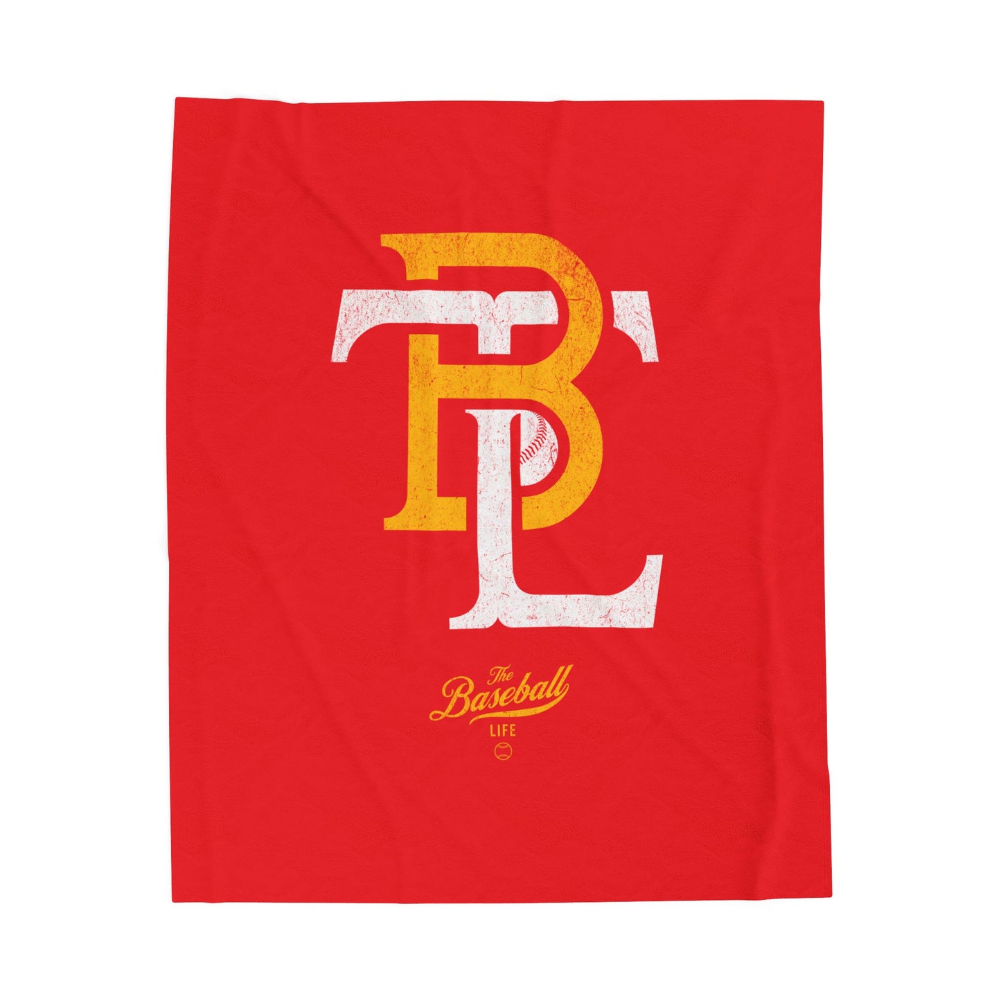 Velveteen Plush Blanket_The Baseball Life Retro Insignia_Bright Red