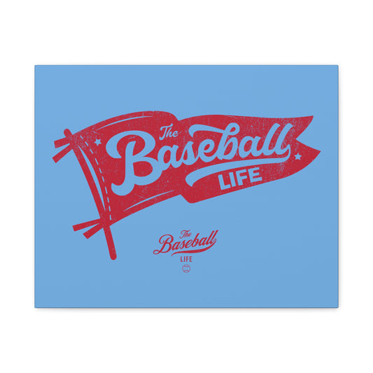 Classic Pennant Wall Art Canvas_Red Print on Carolina Blue