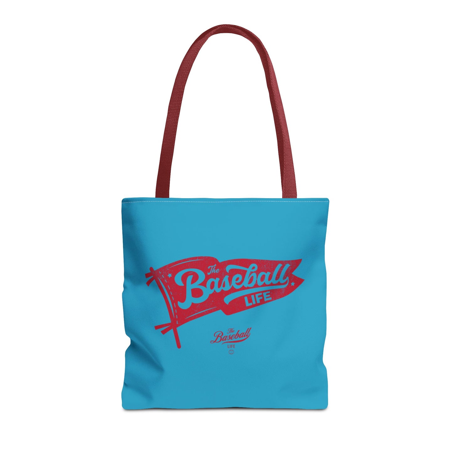 Vintage Pennant Tote Bag_Red Print on Turquoise
