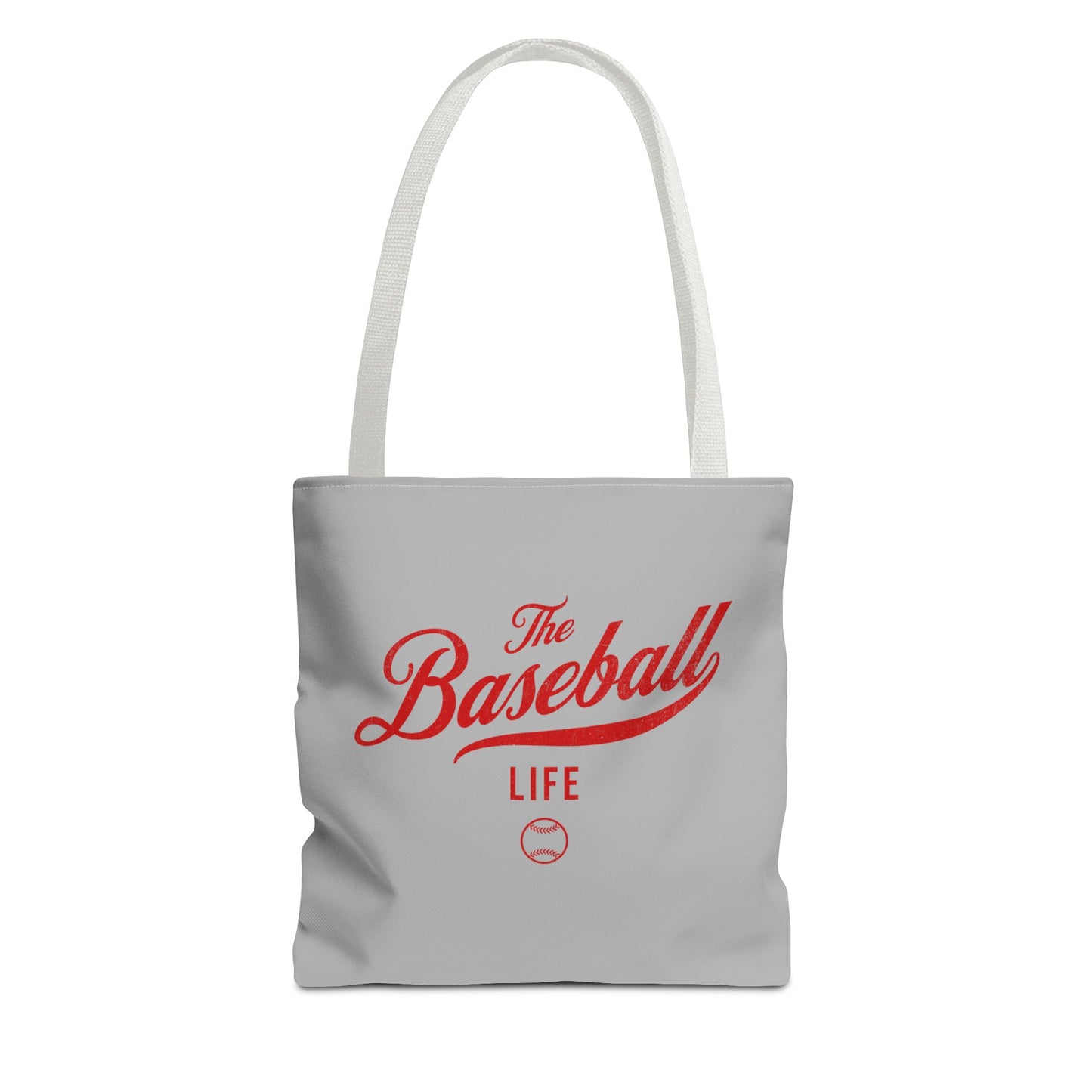The Baseball Life Tote Bag_Gray w Red Print