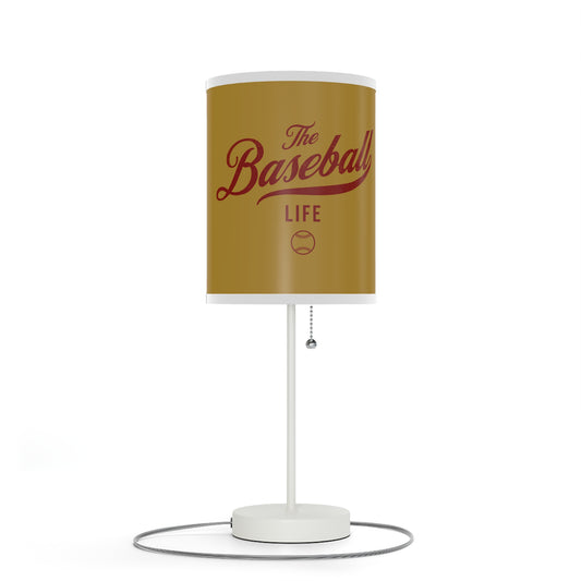 Table Lamp_Old Gold w Maroon Print
