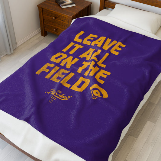 Velveteen Plush Blanket_Leave It All On The Field_Purple