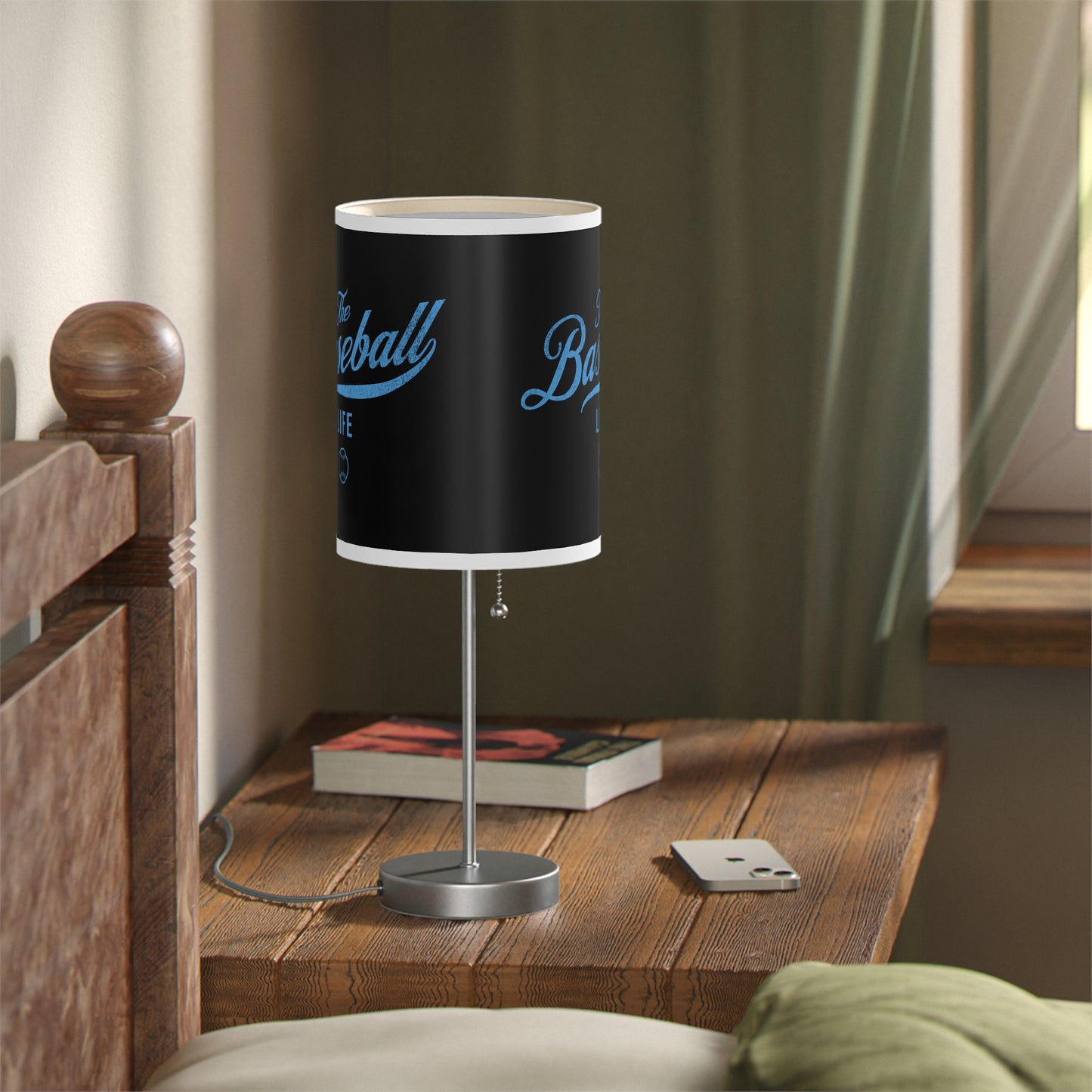 Table Lamp_Black w Carolina Blue Print