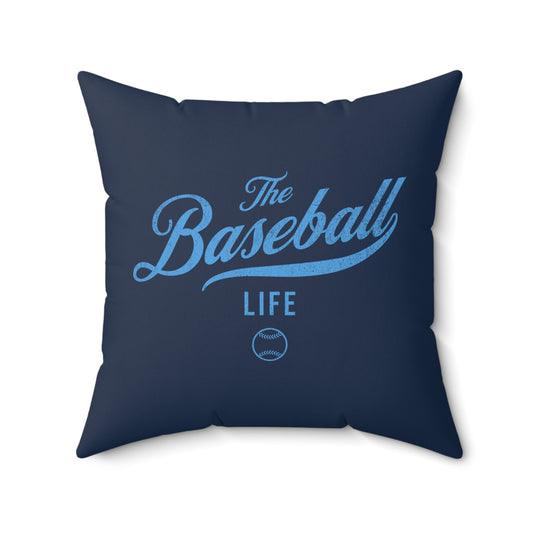 The Baseball Life Accent Pillow_Navy w Carolina Blue Print