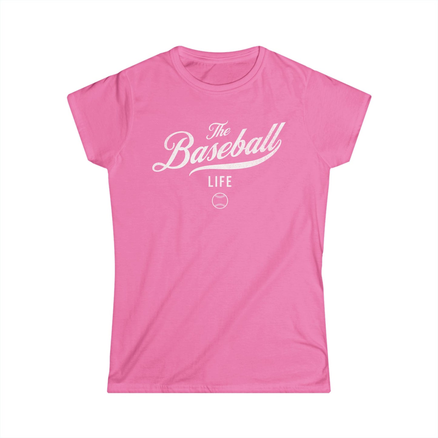 The Baseball Life Classic Script Tee_Women's_White Print