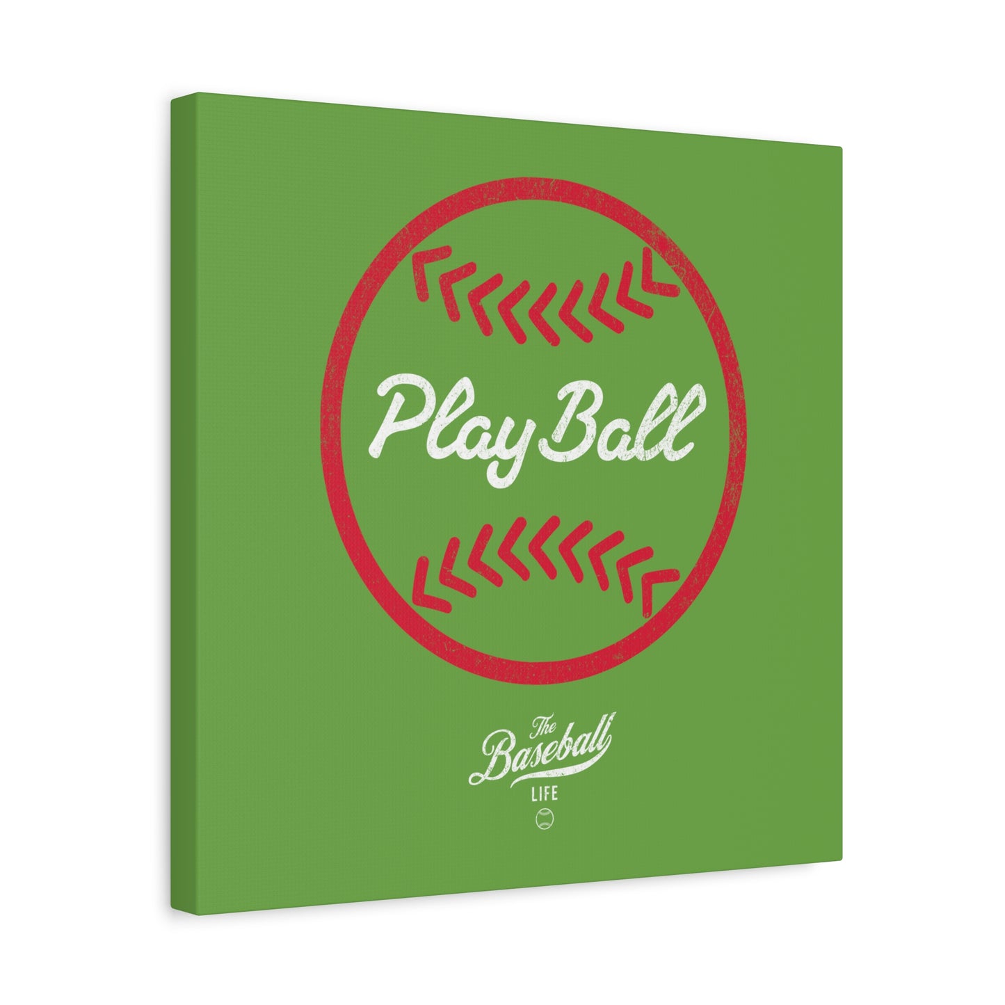 Play Ball Graphic Baseball Wall Art Canvas_Grass Green