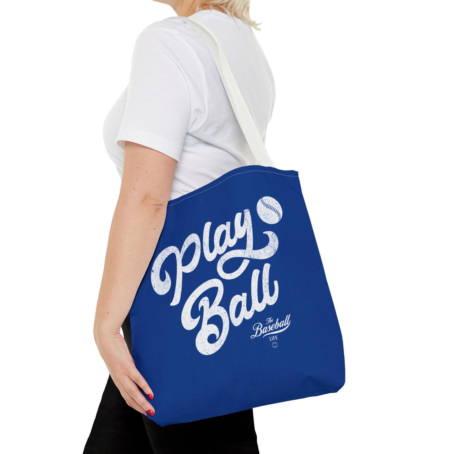 Play Ball Script Tote Bag_Royal Blue
