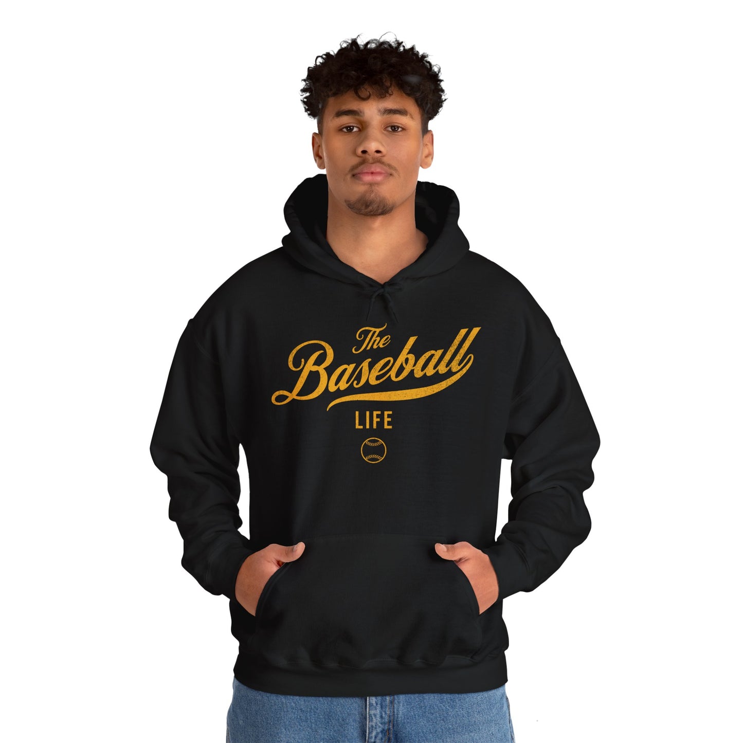 The Baseball Life Hoodie_Yellow Gold Print