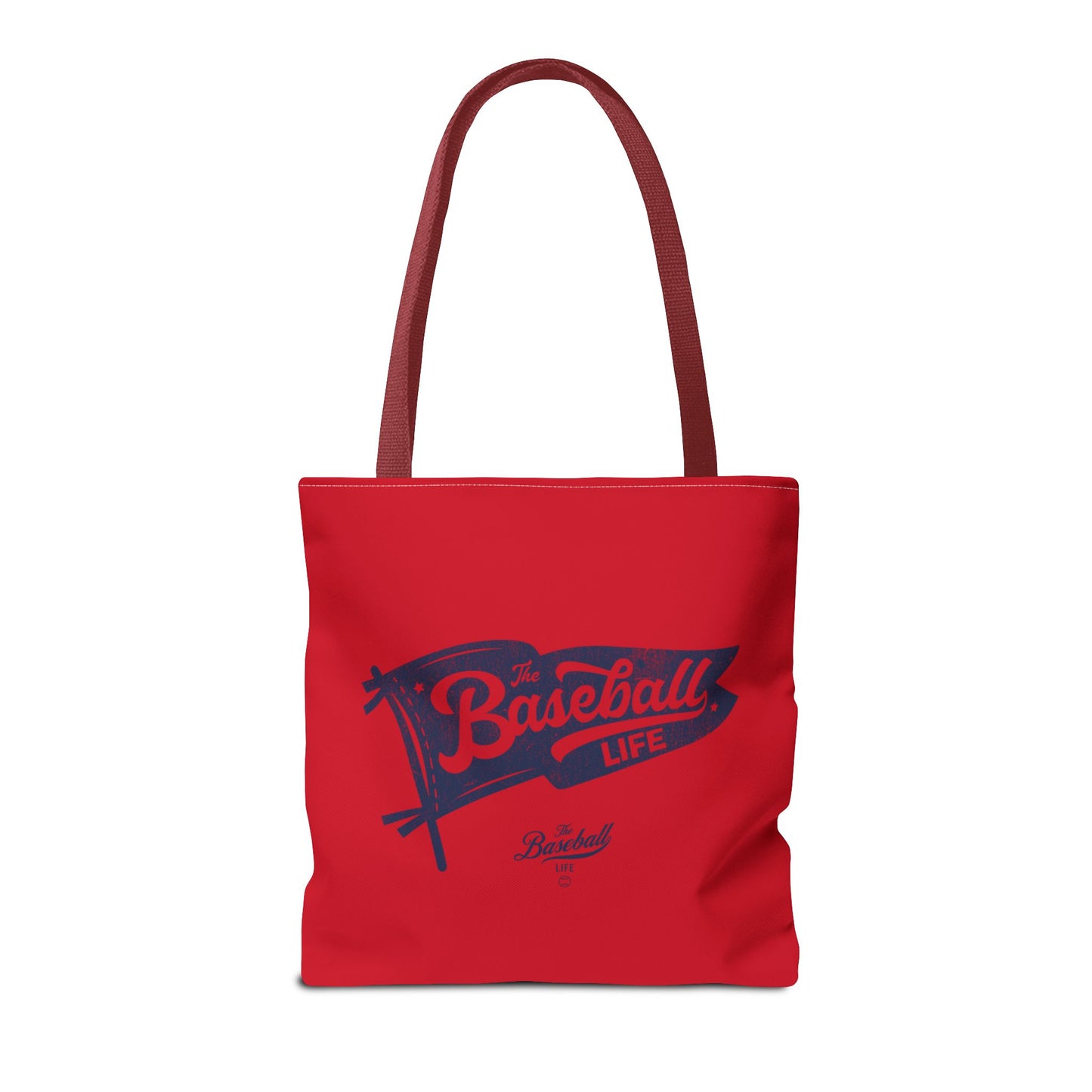 Vintage Pennant Tote Bag_Navy Print on Red