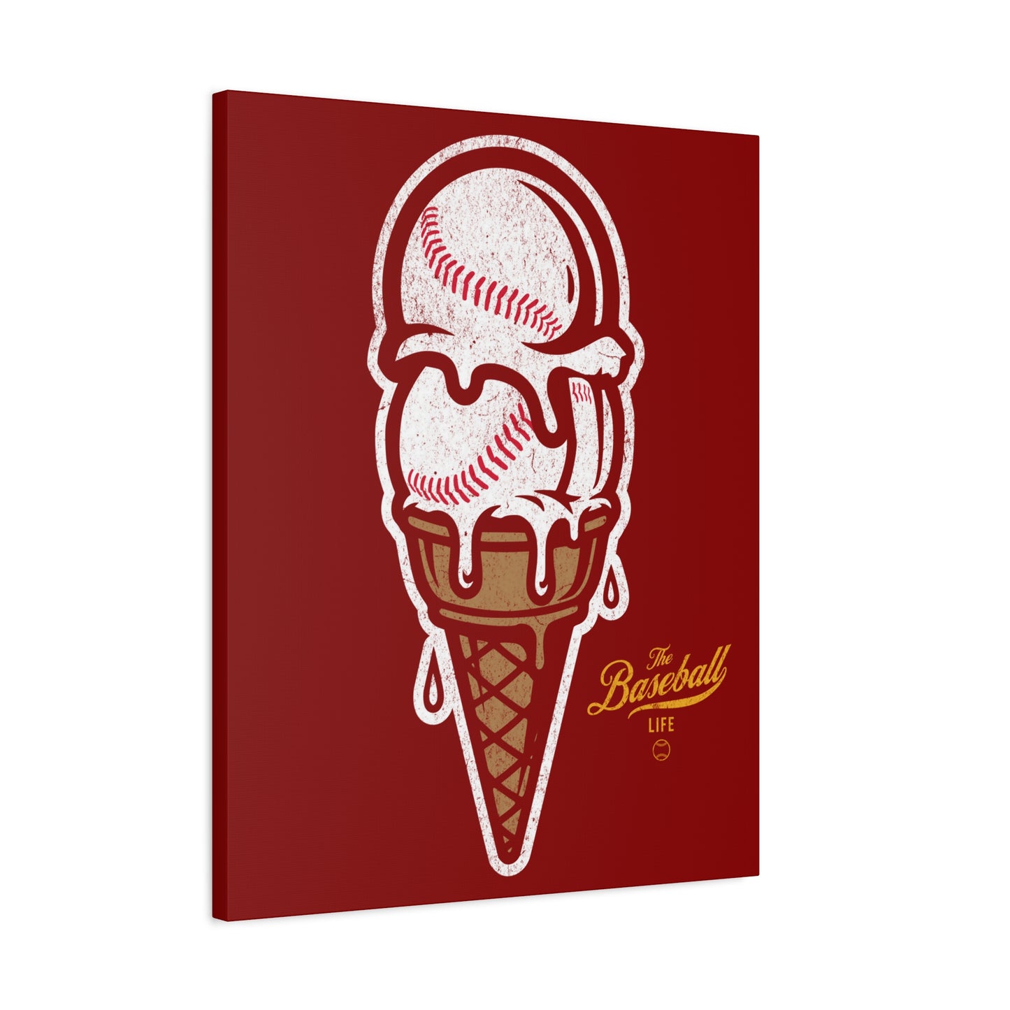 Baseball Ice Cream Cone Wall Art Canvas_Cardinal Red