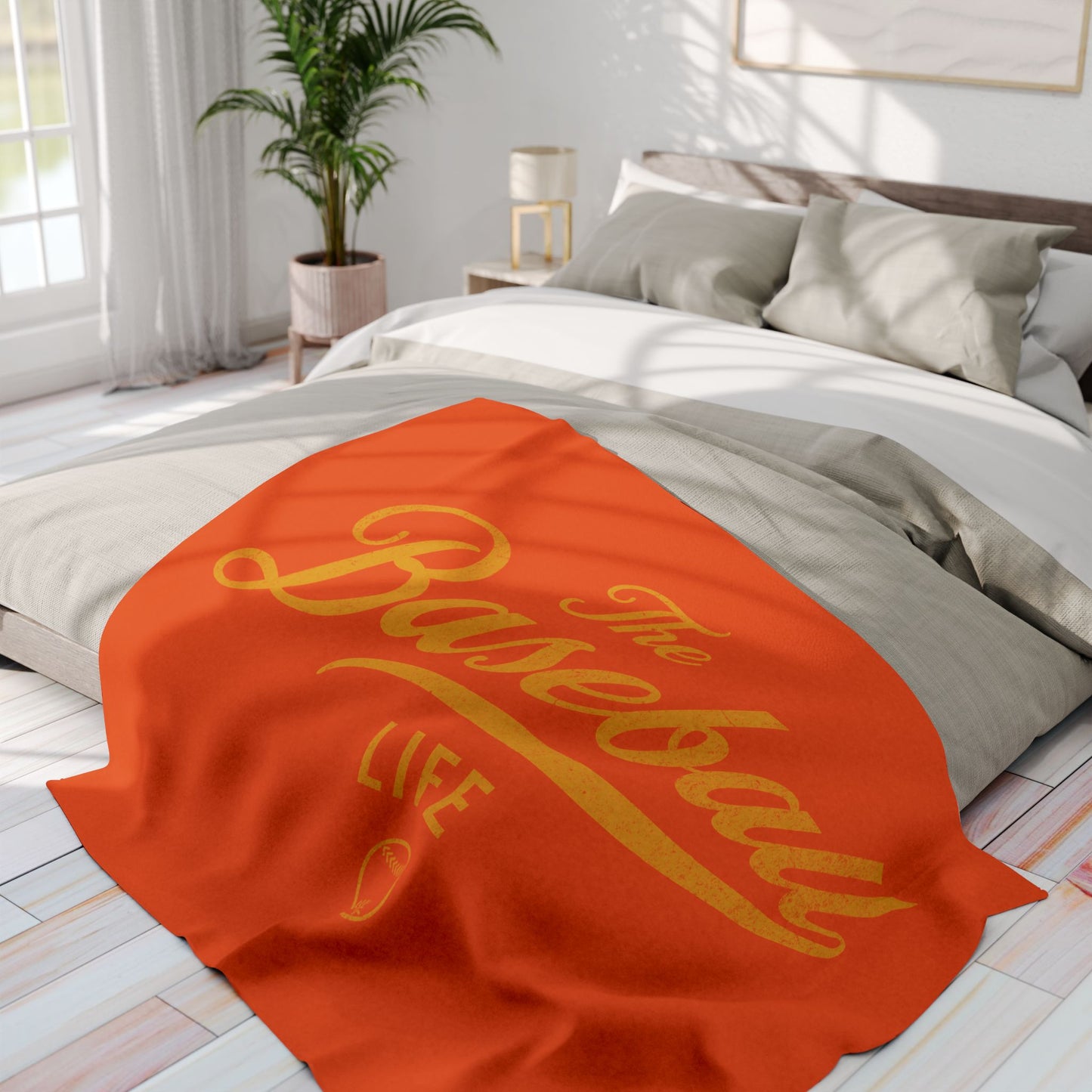 Fleece Blanket_Orange w Yellow Gold Print