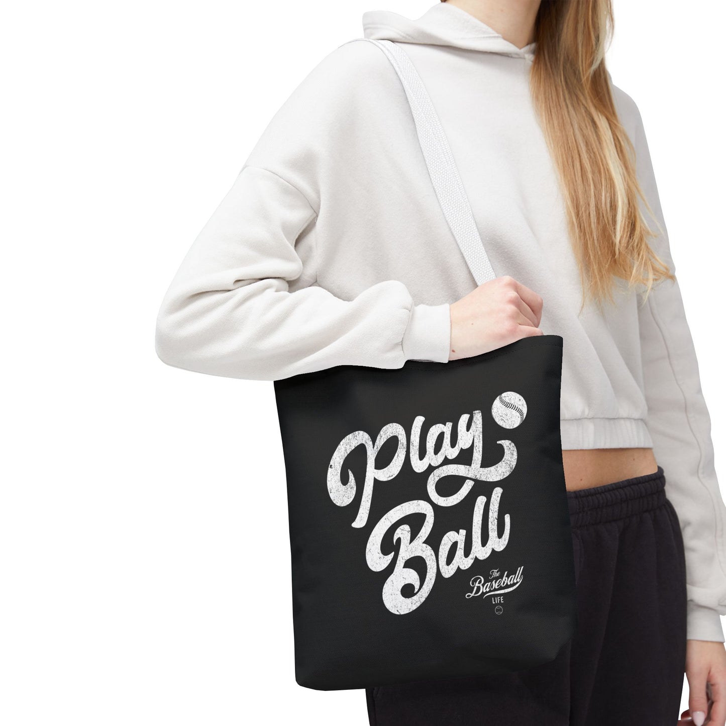 Play Ball Script Tote Bag_Black