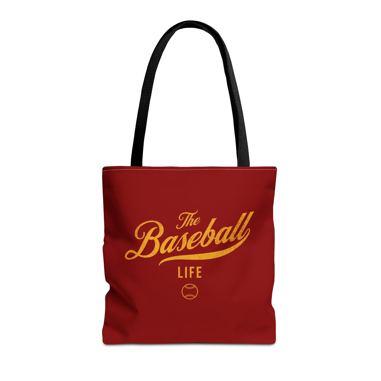 The Baseball Life Tote Bag_Maroon w Yellow Gold Print