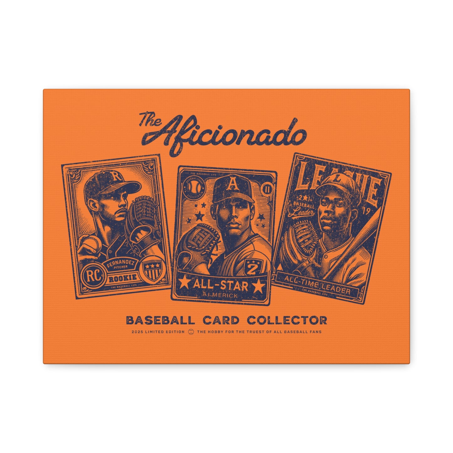 The Aficionado Baseball Card Collector Wall Art Canvas_Orange