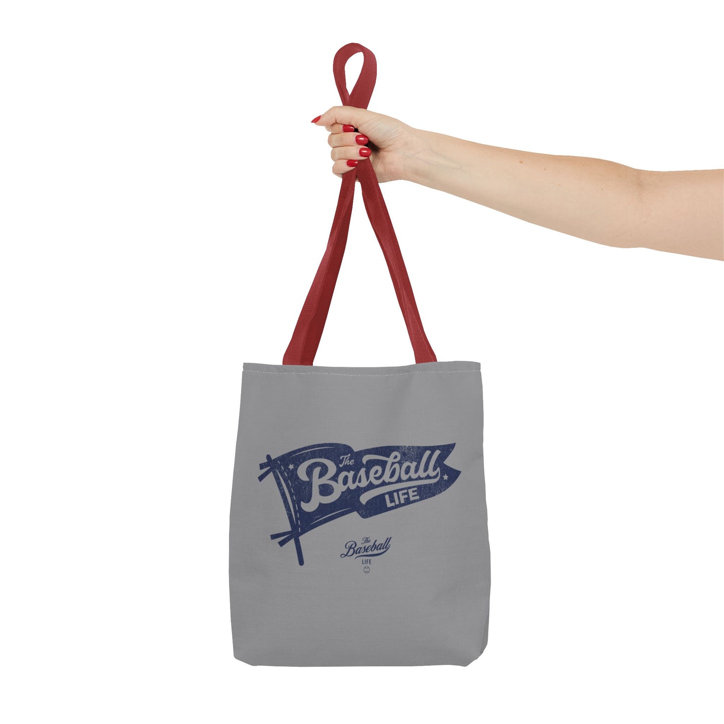 Vintage Pennant Tote Bag_Navy Print on Medium Gray