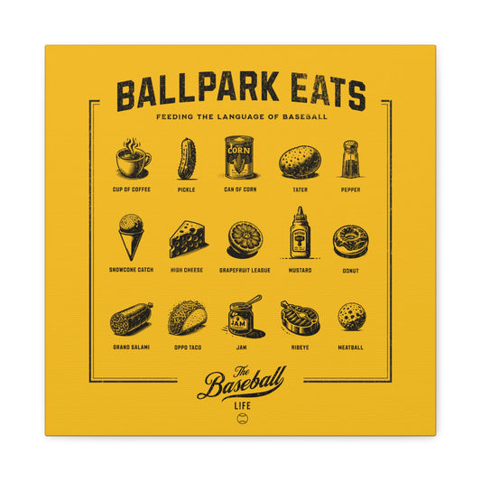 Ballpark Eats_Feeding the Language of Baseball Wall Art Canvas_Yellow Gold