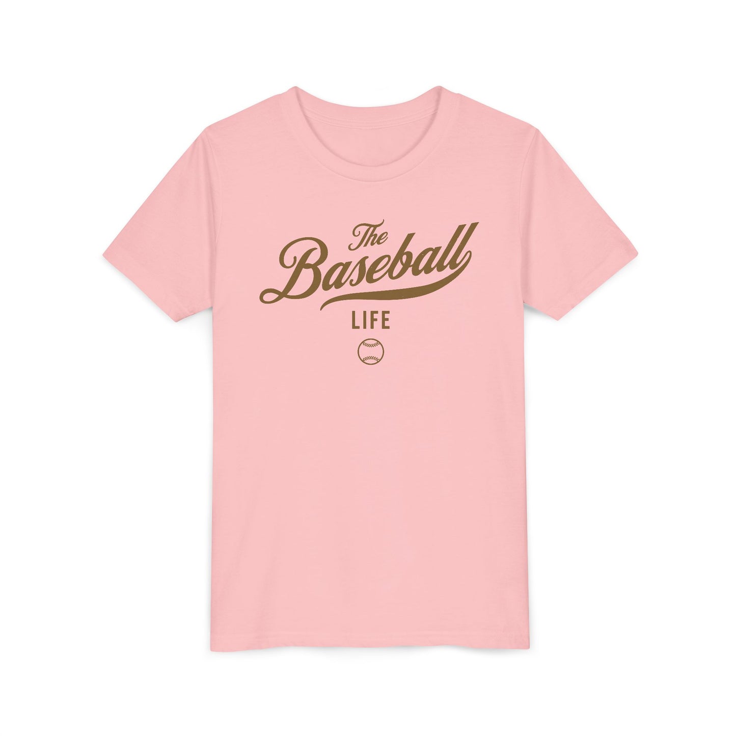 Youth The Baseball Life Classic Script T-Shirt_Old Gold Print