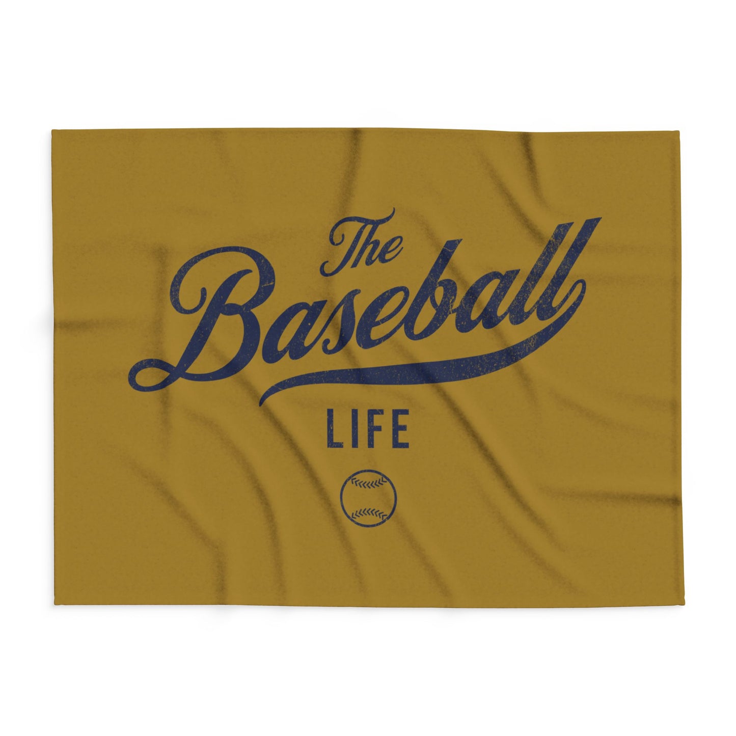 Fleece Blanket_Old Gold w Navy Print