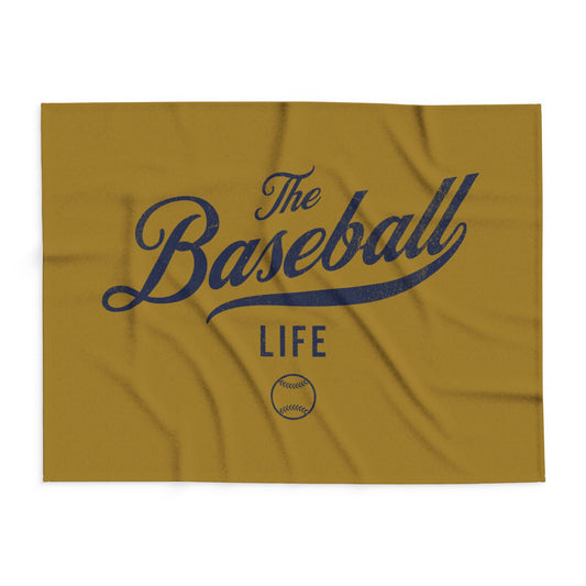 Fleece Blanket_Old Gold w Navy Print