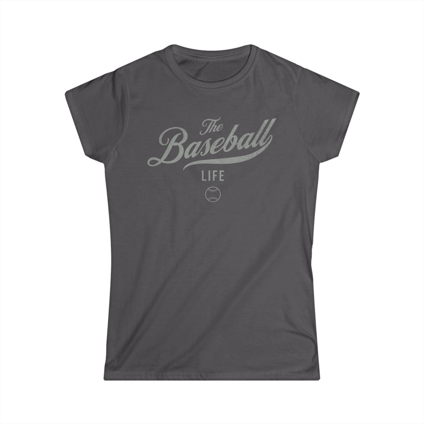 The Baseball Life Classic Script Tee_Women's_Silver Gray Print