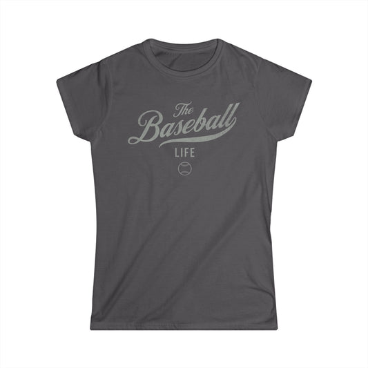 The Baseball Life Classic Script Tee_Women's_Silver Gray Print