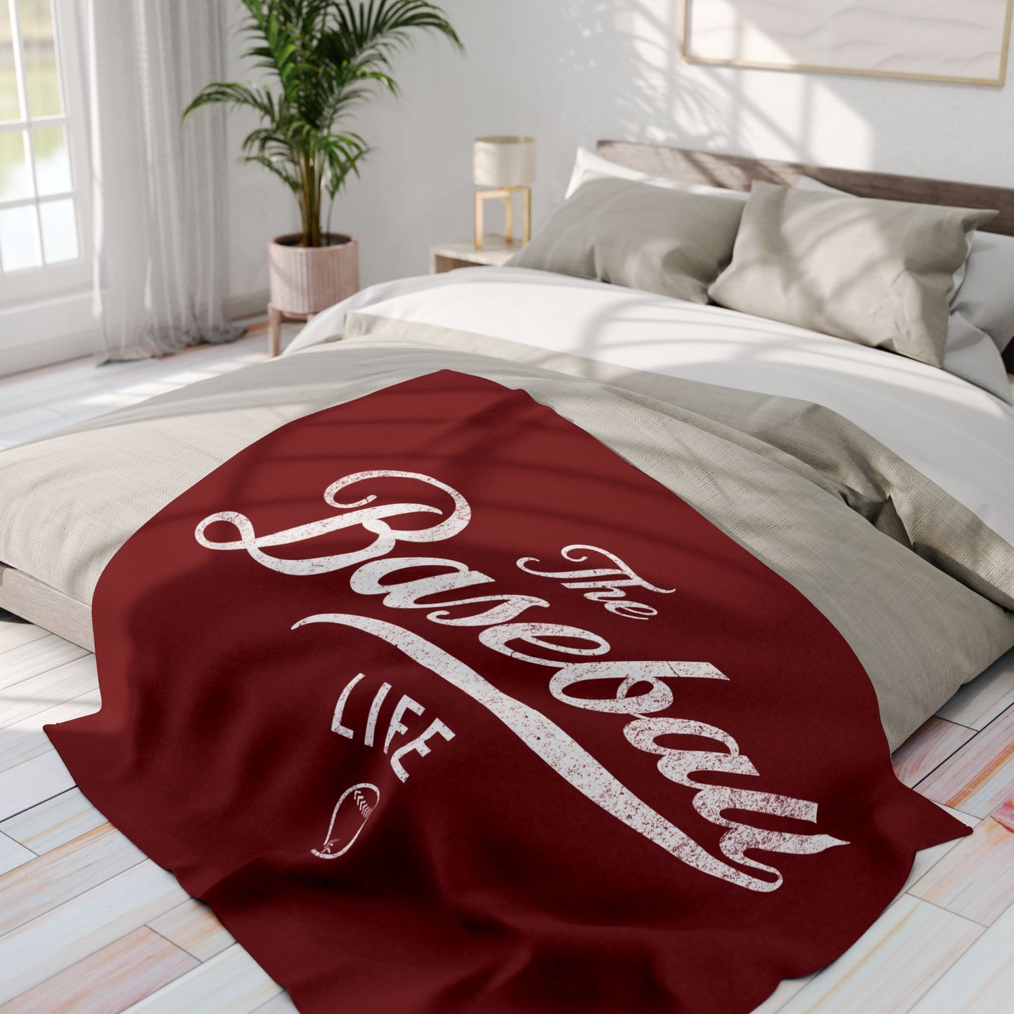Fleece Blanket_Maroon w White Print