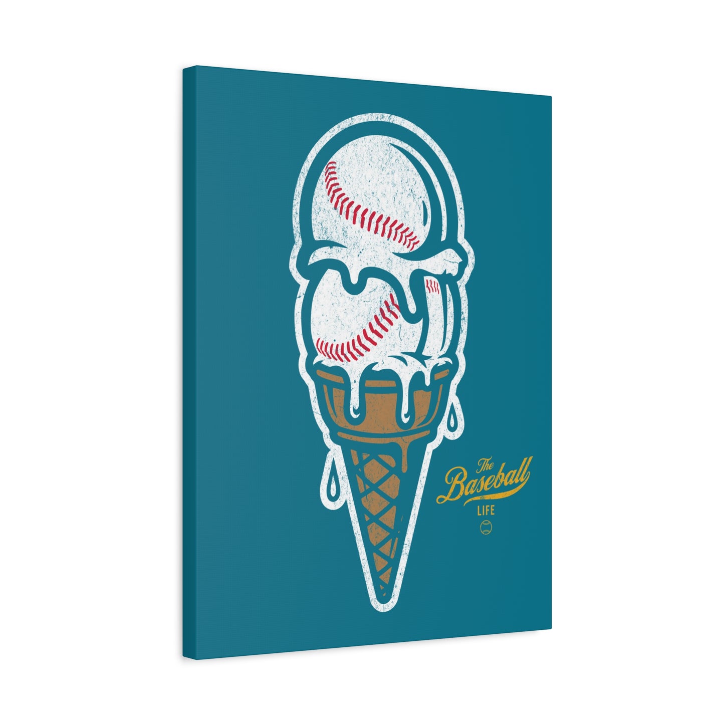 Baseball Ice Cream Cone Wall Art Canvas_Deep Aqua