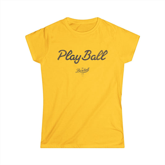 Women's Play Ball Baseball T-Shirt - Navy Print