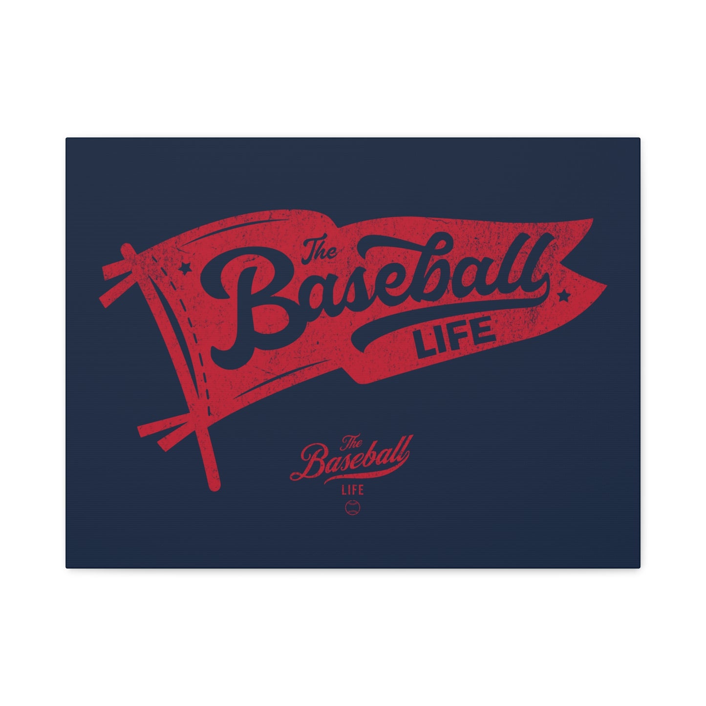 Classic Pennant Wall Art Canvas_Red Print on Navy