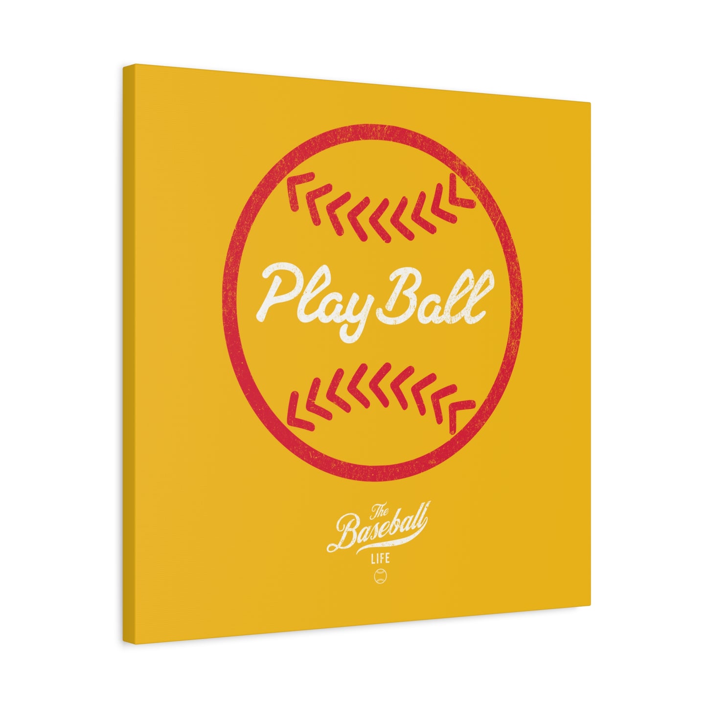 Play Ball Graphic Baseball Wall Art Canvas_Yellow Gold