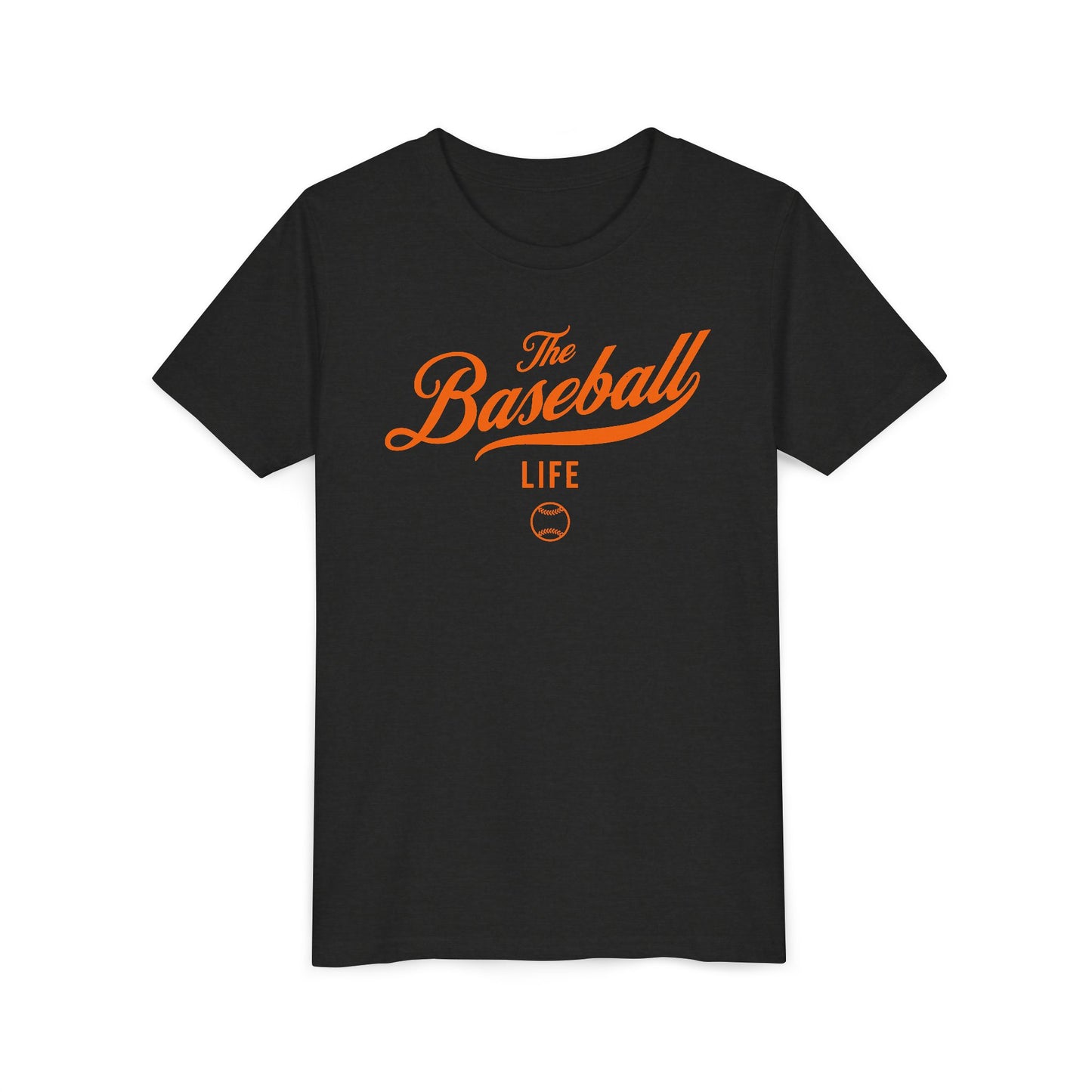 Youth The Baseball Life Classic Script T-Shirt_Orange Print