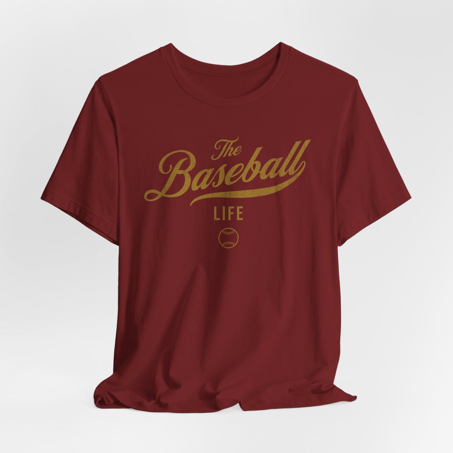 The Baseball Life Classic Script T-Shirt _Old Gold Print