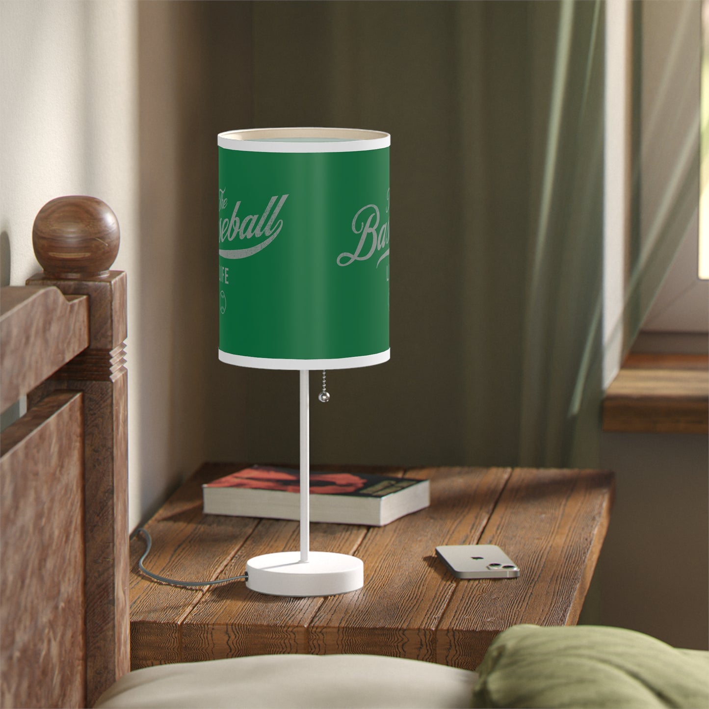 Table Lamp_Green w Silver Gray Print