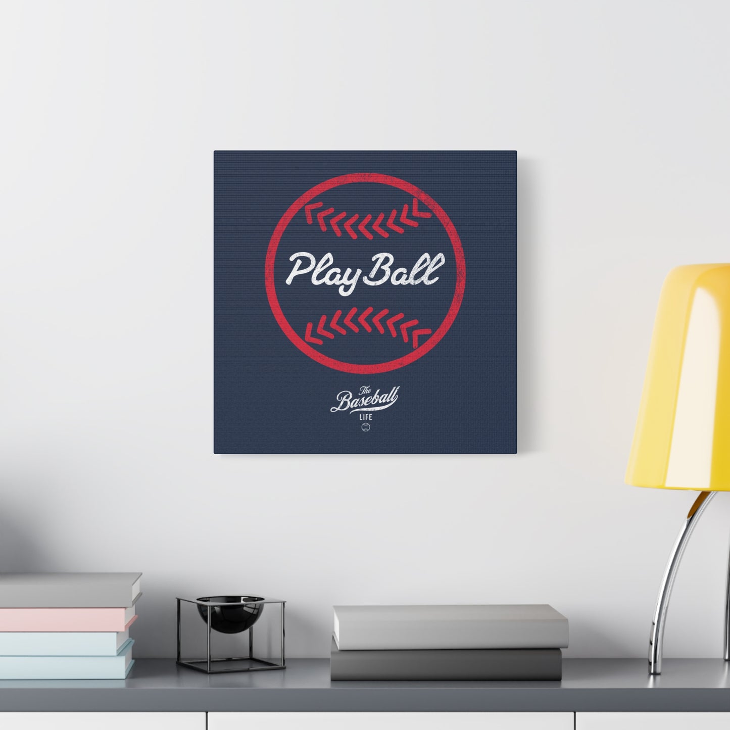 Play Ball Graphic Baseball Wall Art Canvas_Navy