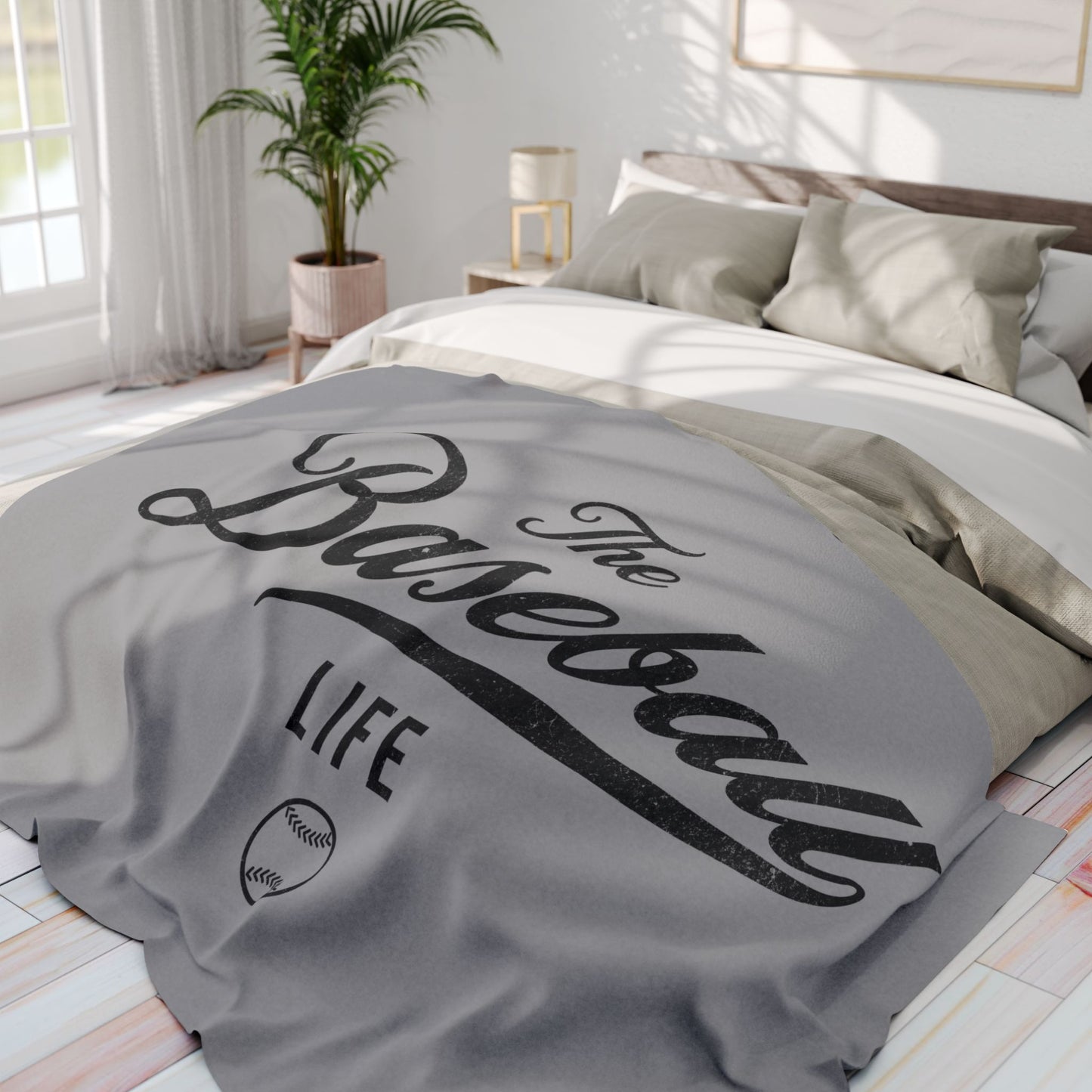 Fleece Blanket_Silver Gray w Black Print