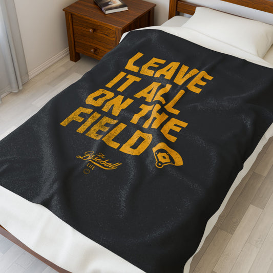 Velveteen Plush Blanket_Leave It All On The Field_Black