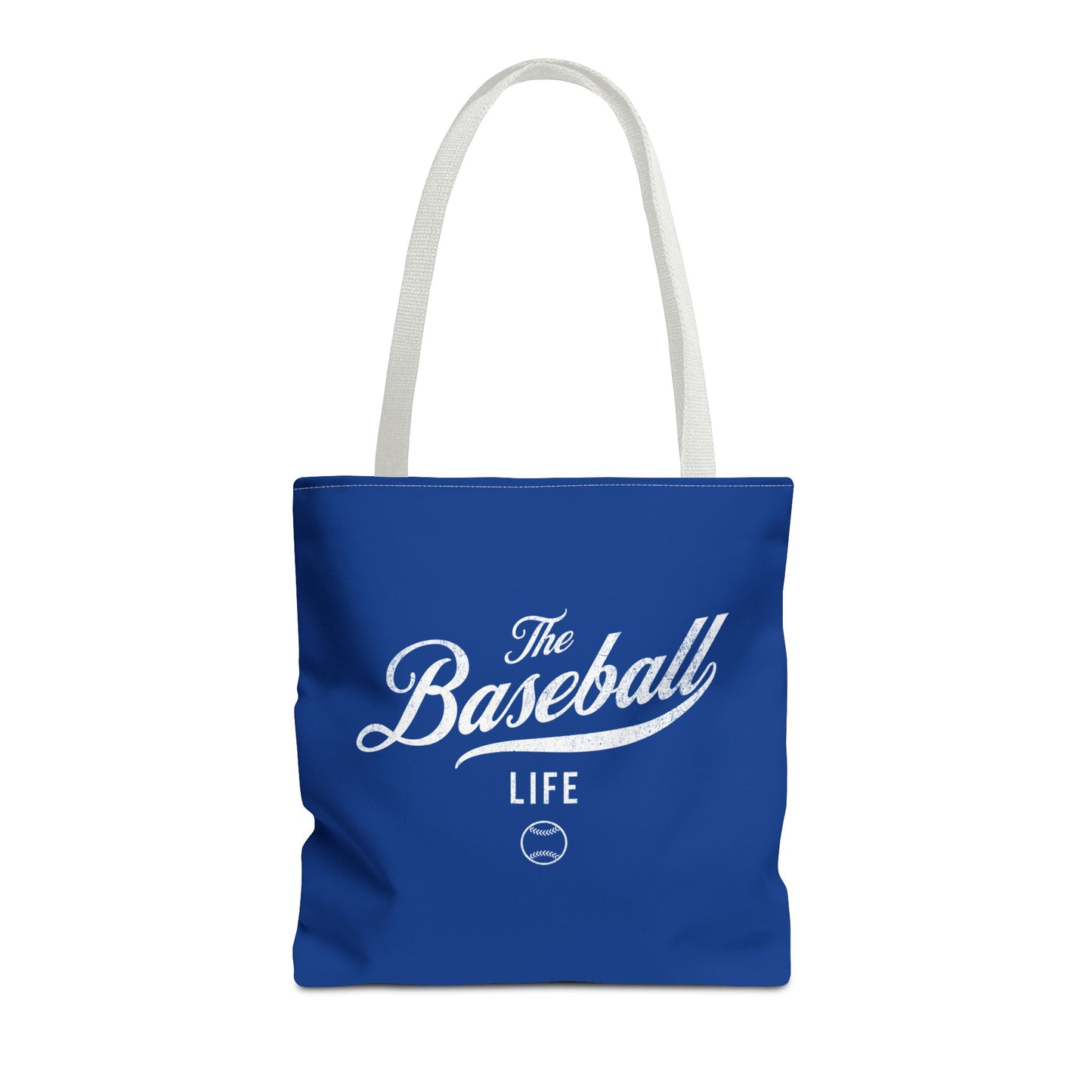 The Baseball Life Tote Bag_Royal Blue w White Print