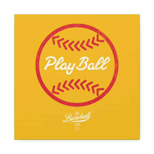 Play Ball Graphic Baseball Wall Art Canvas_Yellow Gold