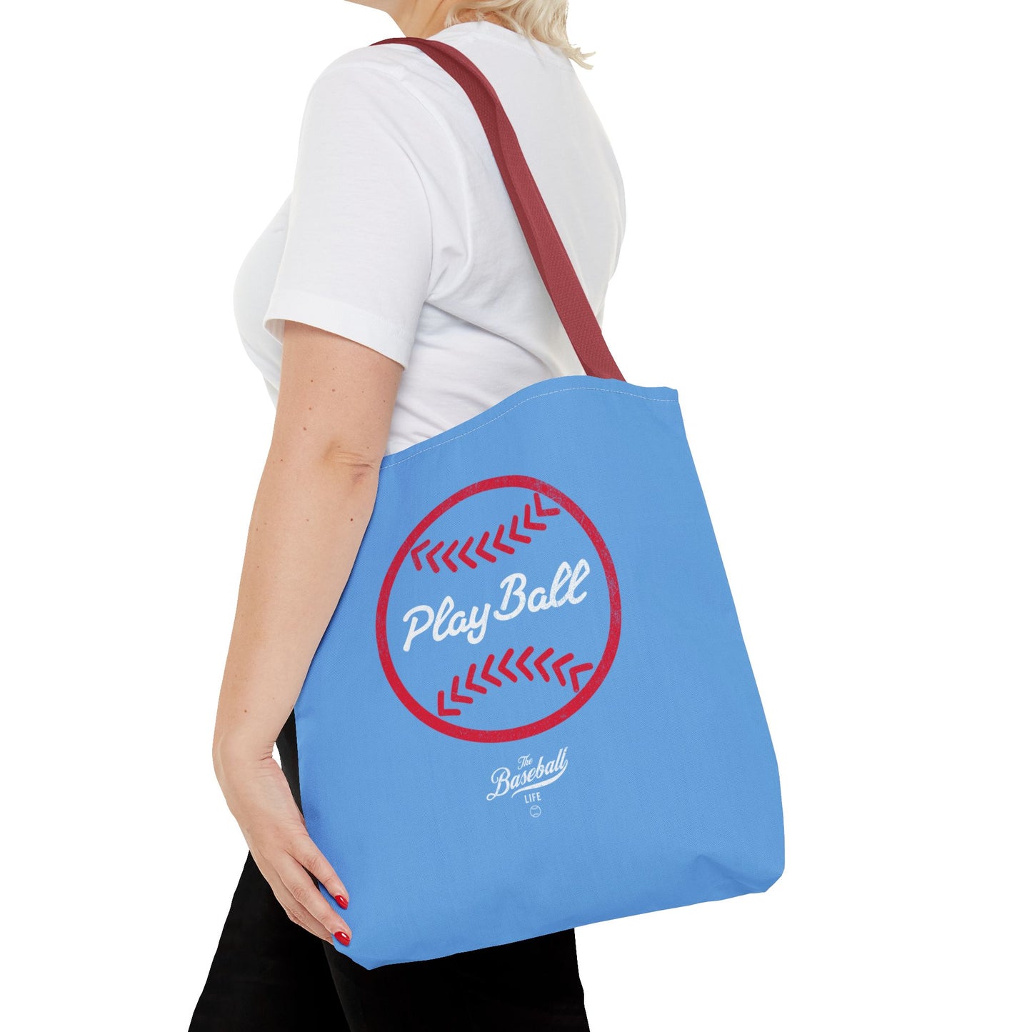 Baseball Icon Play Ball Tote Bag_Carolina Blue