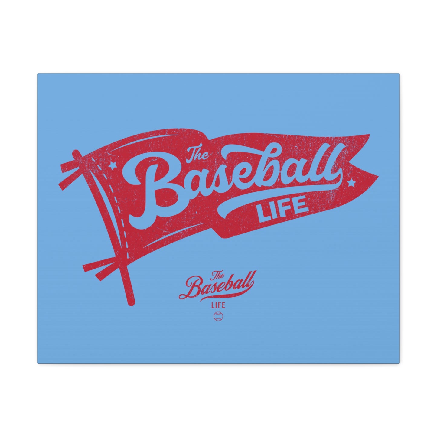 Classic Pennant Wall Art Canvas_Red Print on Carolina Blue