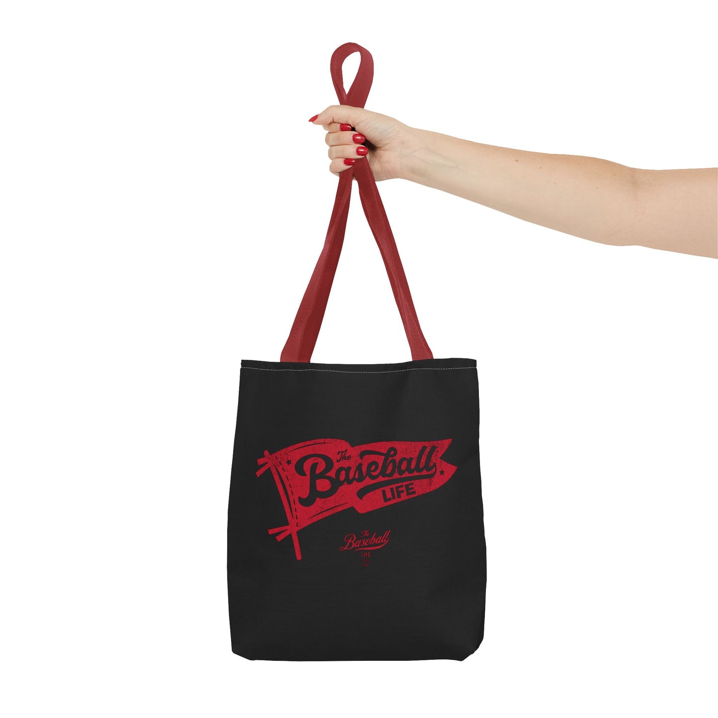 Vintage Pennant Tote Bag_Red Print on Black