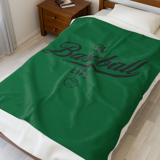 Velveteen Plush Blanket_Green with Black Print