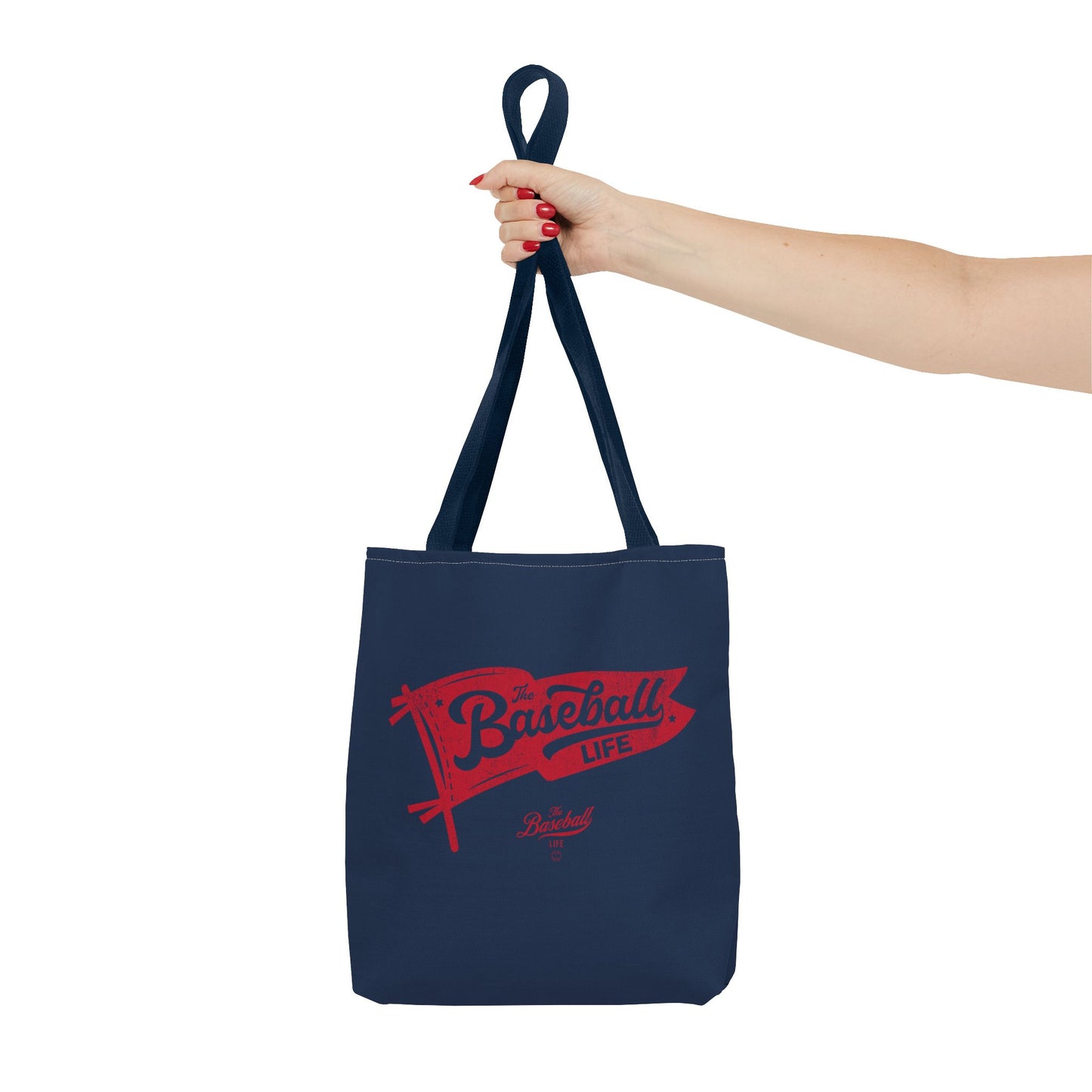Vintage Pennant Tote Bag_Red Print on Navy