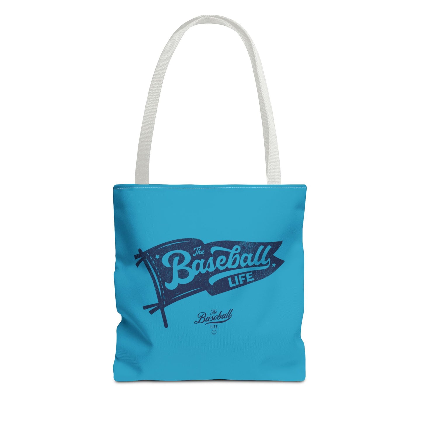 Vintage Pennant Tote Bag_Navy Print on Turquoise